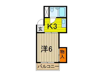 芝中田グリーンハイツ(1K/2階)の間取り写真