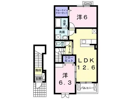 ベルアンジュ(2LDK/2階)の間取り写真