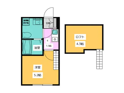 QUASI聖蹟桜ヶ丘(1K/1階)の間取り写真
