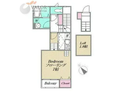 アヴァンセ(ワンルーム/2階)の間取り写真