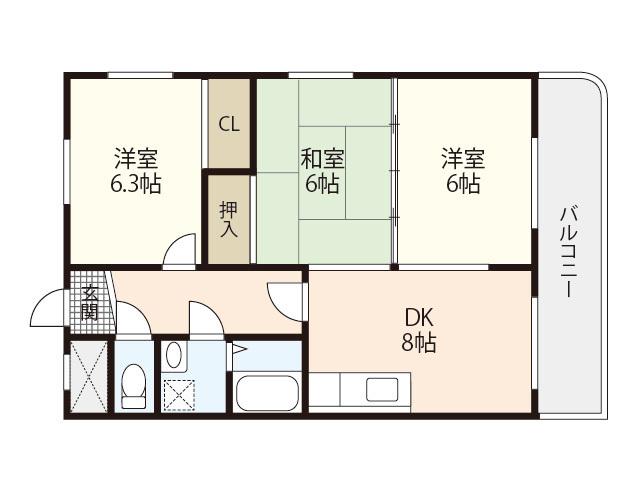 第2大上ビル(3DK/3階)の間取り写真