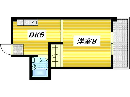 日星ビル(1DK/4階)の間取り写真