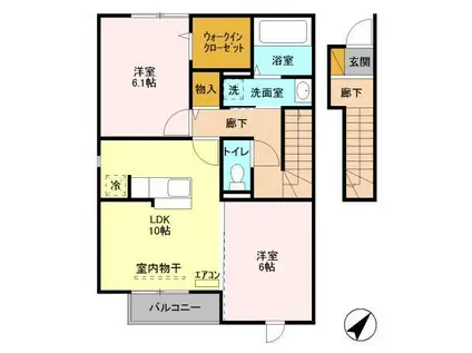 カーサベルデ(2LDK/2階)の間取り写真