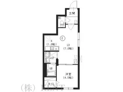 クルタ八軒(1LDK/1階)の間取り写真