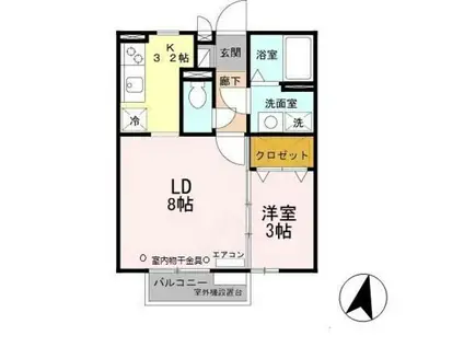 サンライズ城南(1LDK/2階)の間取り写真