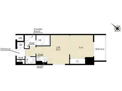 VOLAREAQUAPLACE(1LDK/10階)の間取り写真