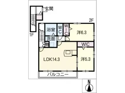 へーベルメゾン彩(2LDK/2階)の間取り写真
