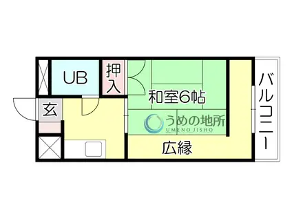 ニュー端山ビル(1K/2階)の間取り写真