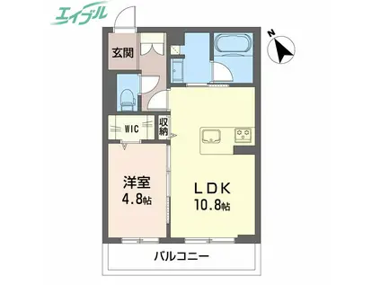 ツヴェルフII(1LDK/2階)の間取り写真