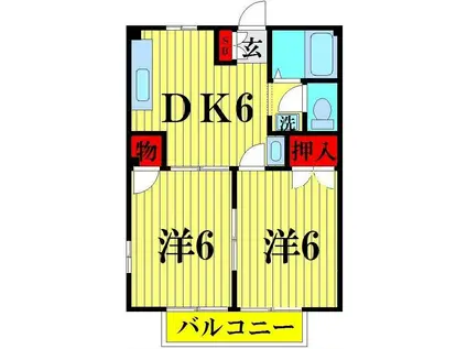 フレンドリーハイツ(2DK/2階)の間取り写真