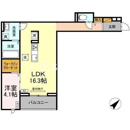 CLASSEUM都賀(1LDK/1階)の間取り写真