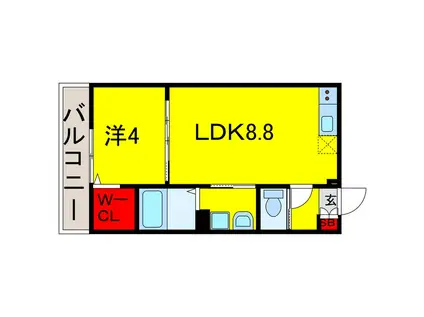 マロン クレール(1LDK/1階)の間取り写真