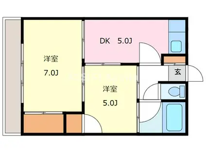 第1白鳩荘(2DK/2階)の間取り写真
