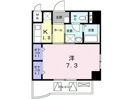 クラールアヴェニュー(1K/2階)の間取り写真