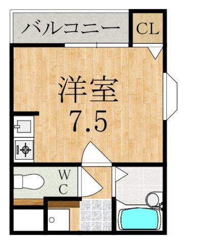ヴェルデコート八木(ワンルーム/3階)の間取り写真