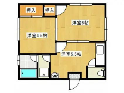 LS中筋(2DK/1階)の間取り写真