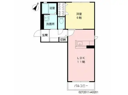 ウィスティリア神岳  A棟(1LDK/2階)の間取り写真
