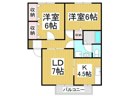 グランドール沢村A棟(2LDK/1階)の間取り写真