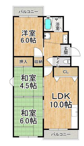 ランベール池北(3LDK/2階)の間取り写真