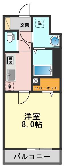 GENOVIA青砥II(1K/1階)の間取り写真