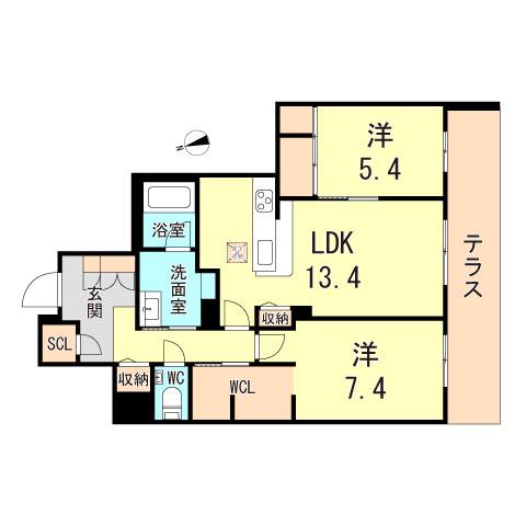 セントリビエ上甲子園(2LDK/1階)の間取り写真