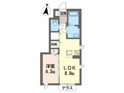 シャーメゾンレーヴB(1LDK/1階)の間取り写真