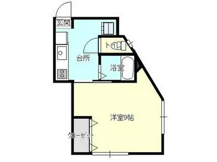 カトレーンI(1K/1階)の間取り写真