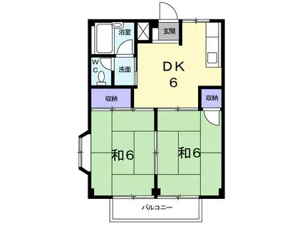 シティハイツ杉山(2DK/2階)の間取り写真