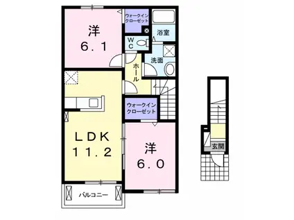 グランド ソレイユ(2LDK/2階)の間取り写真