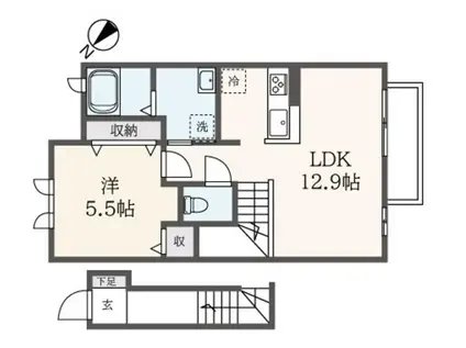 プラナス ヴィラ(1LDK/2階)の間取り写真