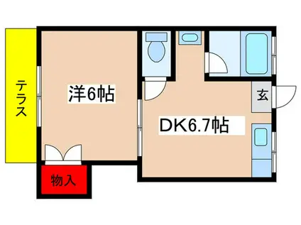 読売コーポ(1DK/2階)の間取り写真