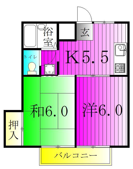 メゾンヤマリ(2K/2階)の間取り写真
