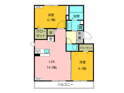 GRANDE ENA(2LDK/1階)の間取り写真