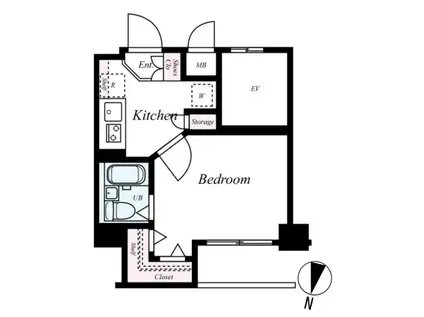 スパシエルクス目黒(1K/7階)の間取り写真