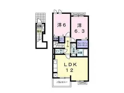 カーサスカイI(2LDK/2階)の間取り写真