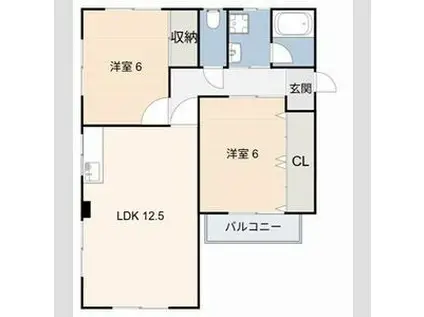 Jハイツ(2LDK/2階)の間取り写真