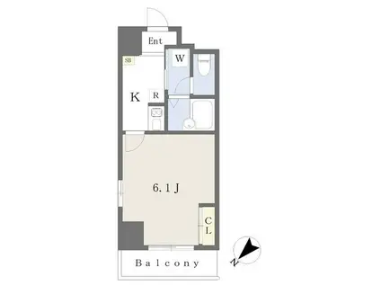 FLAT郡山(1K/4階)の間取り写真