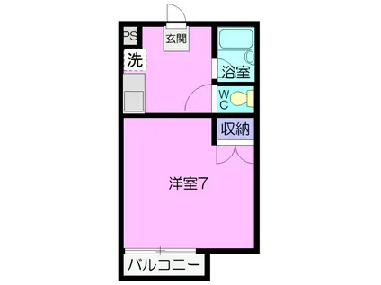 ドミール・タカB(1K/2階)の間取り写真
