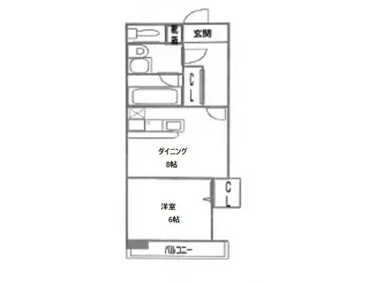 コンフォート松ヶ枝II(1LDK/6階)の間取り写真