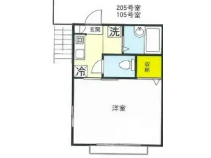 クレストハイム(1K/2階)の間取り写真