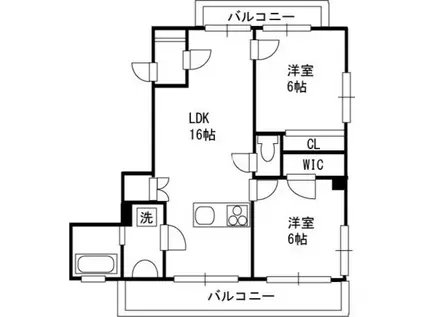 ティーエイチワン(2LDK/3階)の間取り写真