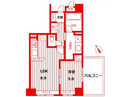 セルアージュ新横浜パークサイド(1LDK/4階)の間取り写真