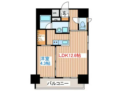 BRIGHTON イースト(1LDK/8階)の間取り写真