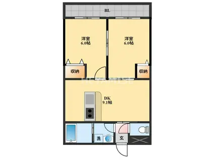 ハイツニュータウンA(2DK/1階)の間取り写真