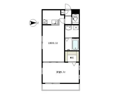 レジデンス上用賀(1LDK/3階)の間取り写真