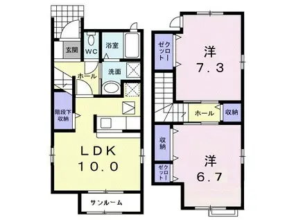 アリエッタ B(2LDK/1階)の間取り写真