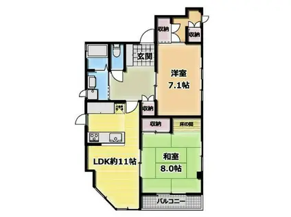 市川大洲マンション(2LDK/2階)の間取り写真