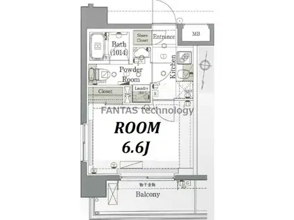 プレセダンヒルズ北千住(1K/2階)の間取り写真