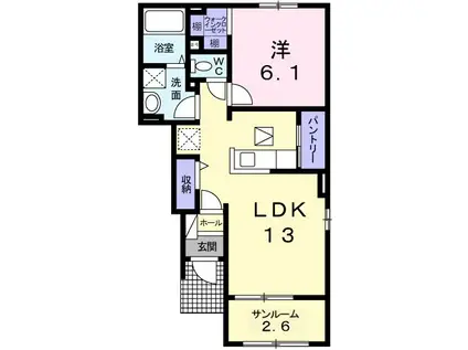 ＪＲ播但線 仁豊野駅 徒歩3分 2階建 築14年(1LDK/1階)の間取り写真