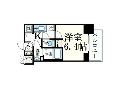 プレサンス南森町ライズ(1K/8階)の間取り写真